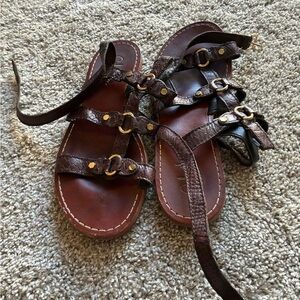 Cole Haan Brown Strappy Leather Gladiator Sandals